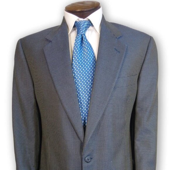 Jhane Barnes 42L Blazer Navy Black Wool Designer - Picture 1 of 7